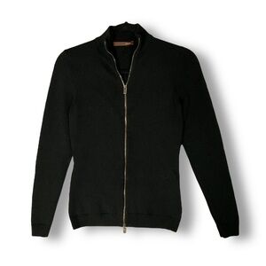 Bally Womens Wool Blend Zip Cardigan Sweater Sz 6 Textured Stretch Sporty Luxury